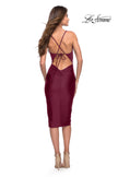 Picture of: Midi Jersey Dress with High Slit and Ruffle Detail in Dark Berry, Style 30925, Back Picture