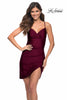 Picture of: Asymmetrical Jersey Dress with Lace Up Strappy Back in Dark Berry, Detail Picture 1