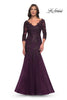 Picture of: Mermaid Tulle and Lace Dress with Scallop Detailed Neckline in Dark Berry, Style: 30823, Main Picture