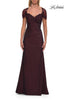 Picture of: Embroidered Lace Sleeve Gown with Keyhole Back in Dark Berry, Style: 33579, Main Picture