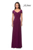 Picture of: Jersey Evening Dress with Side Knot Detail and Ruching in Dark Berry, Style: 27872, Detail Picture 1