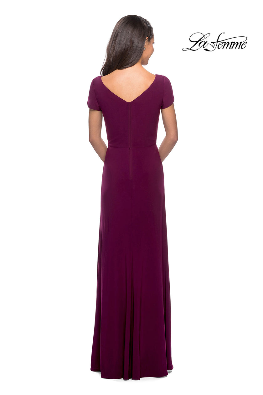 Picture of: Jersey Evening Dress with Side Knot Detail and Ruching in Dark Berry, Style: 27872, Detail Picture 2