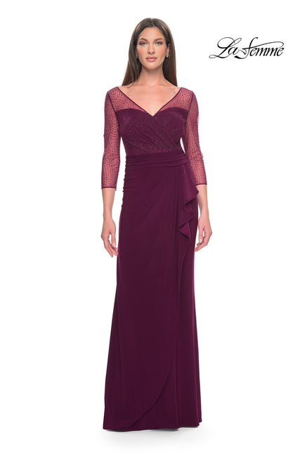 Picture of: Evening Gown with Illusion Rhinestone Sleeves in Dark Berry, Style: 31777, Detail Picture 2