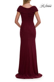 Picture of: Off the Shoulder Ruched Net Jersey Evening Dress in Dark Berry, Style: 29558, Detail Picture 4