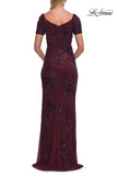Picture of: Beaded Floral Gown with Sweetheart Neckline in Dark Berry, Style: 33577, Detail Picture 7