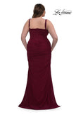 Picture of: Corset Net Jersey Plus Size Dress with V Neck in Dark Berry, Style: 32402, Detail Picture 2