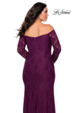 Picture of: Long Sleeve Off The Shoulder Lace Plus Size Dress in Burgundy, Style: 28859, Detail Picture 6
