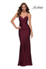 Picture of: Criss Cross Ruched Bodice Jersey Long Dress in Dark Berry, Style 29606, Main Picture