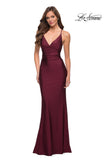 Picture of: Long Jersey Gown with Rhinestones Throughout in Dark Berry, Style 29935, Main Picture