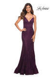 Picture of: Stretch Lace Gown with Flattering Seams at Waist in Dark Berry, Main Picture