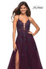 Picture of: Tulle A-line Dress with Jeweled Lace Appliques in Dark Berry, Main Picture