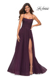 Picture of: Rhinestone and Tulle Gown with A-line Skirt in Dark Berry, Main Picture