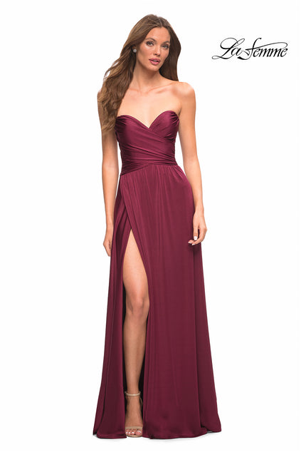 Picture of: Simple Strapless Jersey Dress with High Slit in Purple, Style: 30700, Main Picture