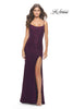 Picture of: Simple Stretch Lace Dress with Slit in Dark Berry, Style: 31259, Main Picture