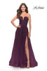 Picture of: Strapless Deep V A-Line Tulle and Lace Gown in Dark Berry, Style: 31345, Main Picture