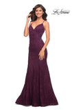 Picture of: Lace Gown with Sheer Lace Applique Side Panels in Purple, Style: 30537, Detail Picture 8