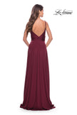 Picture of: Versatile Long Jersey Gown with V and Slit in Dark Berry, Style: 31090, Detail Picture 9