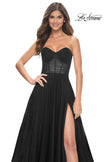 Picture of: Strapless Sweetheart A-Line Corset Prom Dress in Dark Berry, Style: 31971, Detail Picture 9