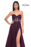 Picture of: A-Line Tulle Ballgown with Lace Illusion Bodice in Dark Berry, Style: 32313, Detail Picture 9
