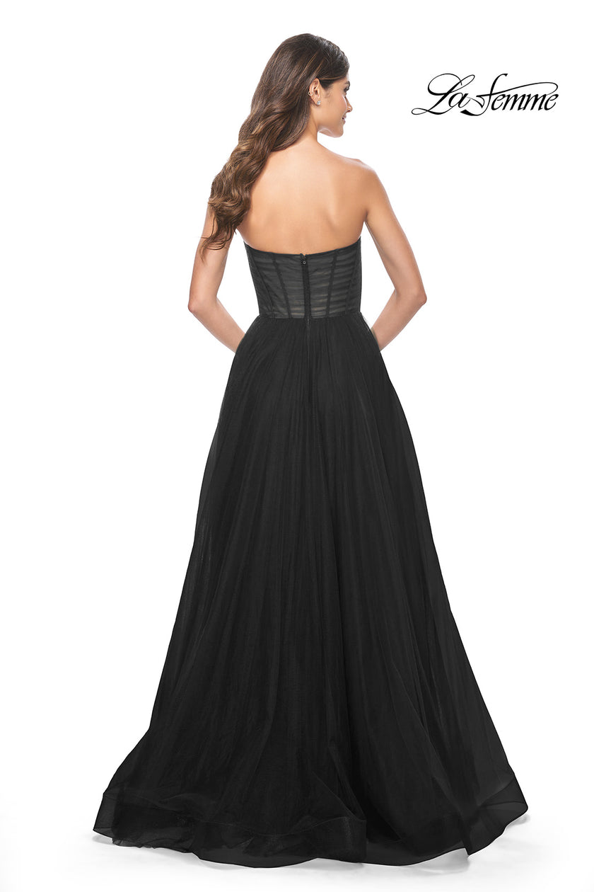 Picture of: Strapless Sweetheart A-Line Corset Prom Dress in Dark Berry, Style: 31971, Detail Picture 10