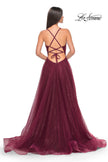 Picture of: A-Line Prom Dress with Sequin Lining and Illusion Top in Dark Berry, Style: 31986, Detail Picture 10