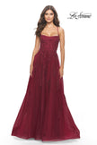 Picture of: A-line Tulle Gown with Floral Embroidery and Pockets in Dark Berry, Style: 31135, Detail Picture 11