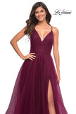 Picture of: A-line Tulle Gown with V Neckline and Pockets in Purple, Style: 30180, Detail Picture 12