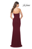 Picture of: Strapless Ruched Net Jersey Gown with Sweetheart Top in Dark Berry, Style: 31899, Detail Picture 13