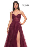 Picture of: A-Line Prom Dress with Sequin Lining and Illusion Top in Dark Berry, Style: 31986, Detail Picture 13