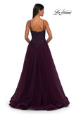 Picture of: Lace and Tulle A-line Prom Dress with High Slit in Dark Berry, Style: 32646, Detail Picture 13