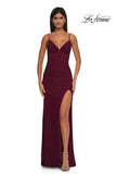 Picture of: Rhinestone Net Jersey Ruched Dress with Corset Top in Dark Berry, Style: 32753, Detail Picture 13