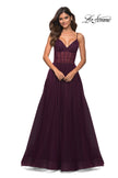 Picture of: Tulle A-line Prom Dress with Corset Sheer Bodice in Dark Berry, Detail Picture 14