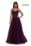 Picture of: Lace and Tulle A-line Prom Dress with High Slit in Dark Berry, Style: 32646, Detail Picture 14