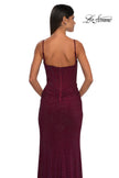 Picture of: Rhinestone Net Jersey Ruched Dress with Corset Top in Dark Berry, Style: 32753, Detail Picture 14