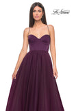 Picture of: Tulle A-Line Gown with Satin Bustier Top in Dark Berry, Style: 32065, Detail Picture 17