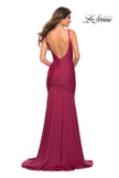 Picture of: Chic Luxe Jersey Gown with Train and V Back in Dark Berry, Back Picture