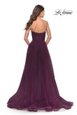 Picture of: Illusion Bodice A-line Gown with Boning and Defined Cups in Dark Berry, Style: 31205, Back Picture