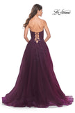 Picture of: Tulle Prom Dress with Lace Detail in Dark Berry, Style: 32303, Back Picture