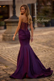 Picture of: Mermaid Stretch Mikado Evening Dress with Illusion Back in Dark Berry, Style 32791, Back Picture