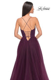 Picture of: Tulle A-Line Gown with Satin Bustier Top in Dark Berry, Style: 32065, Detail Picture 18