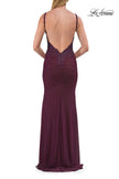 Picture of: Rhinestones Lace Fitted Gown with Scoop Neck and Low Back in Dark Berry, Style: 33721, Detail Picture 18