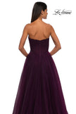 Picture of: Strapless A-line Tulle Dress with Floral Waist Detail in Dark Berry, Style: 32789, Detail Picture 20