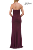 Picture of: Strapless Mesh Evening Gown with Ruching and Sheer Beaded Back in Dark Berry, Style: 33431, Detail Picture 21