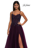 Picture of: Lace and Tulle A-line Prom Dress with High Slit in Dark Berry, Style: 32646, Detail Picture 26