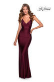Picture of: Empire Waist Dress with Ruching and Lace Up Back in Burgundy, Style: 28593, Detail Picture 1