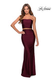 Picture of: Tube Top Two Piece Long Jersey Prom Dress in Burgundy, Style: 28703, Detail Picture 1