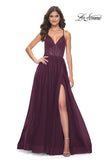 Picture of: A-Line Prom Dress with Illusion Ruched Bodice in Dark Berry, Style: 31457, Detail Picture 1
