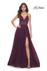 Picture of: A-Line Prom Dress with Illusion Ruched Bodice in Dark Berry, Style: 31457, Detail Picture 1