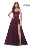 Picture of: Strapless Sweetheart A-Line Corset Prom Dress in Dark Berry, Style: 31971, Detail Picture 1