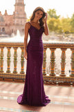 Picture of: Rhinestone Lace Gown with Draped Neckline and Open Back in Dark Berry, Style: 33264, Detail Picture 1